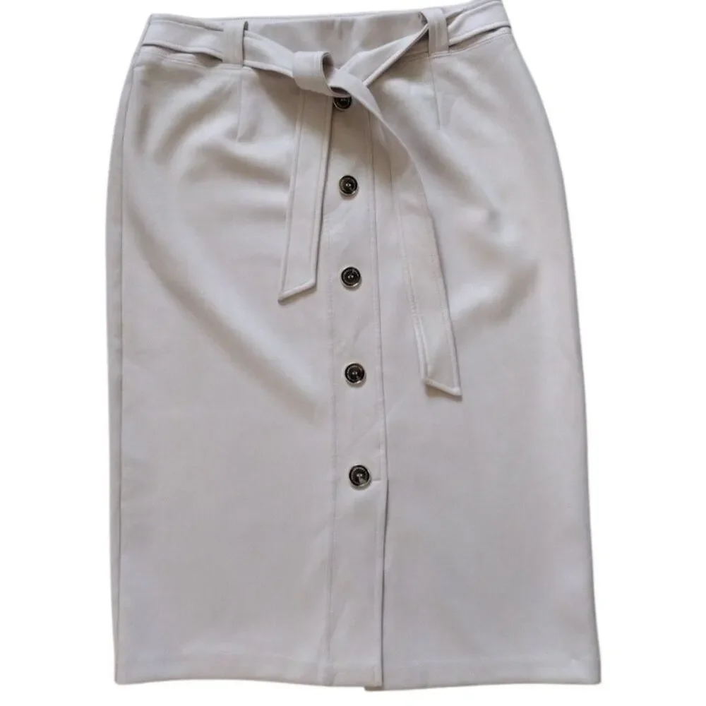 Marc New York Skirt Woman M‎ Beige Full Control Waistband Midi Pencil Office